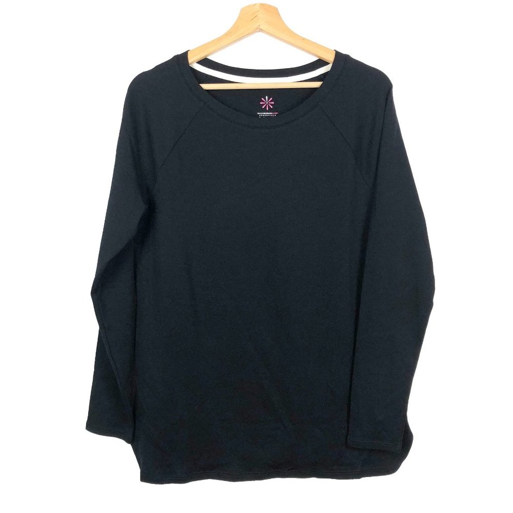 Isaac Mizrahi Live Essentials Crew Neck Black Long Sleeve Shirt S (Measures L)